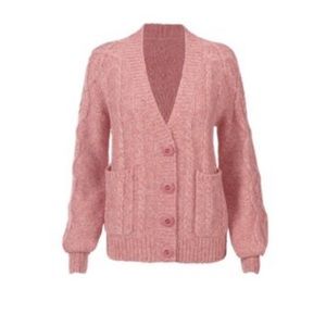 Women's Pink Button-Front Knit Cardigan Sweater
